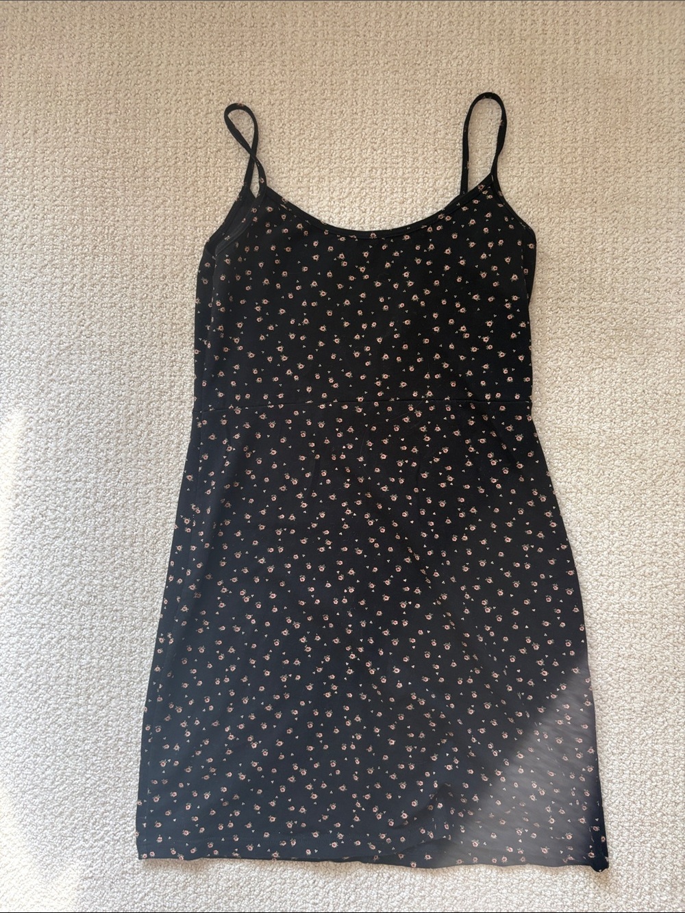 Brandy Melville Black Mini Dress with Pink Floral Print